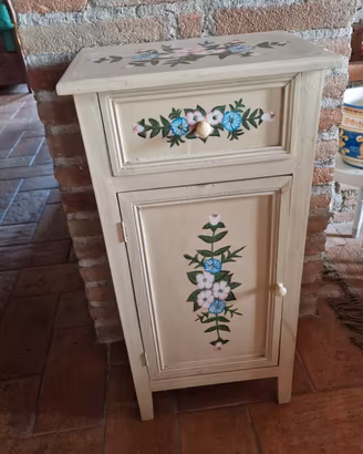 Armadietto Vintage in legno con motivo floreale