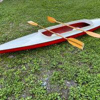 Canoa vetroresina biposto con remi pagaie Aloa