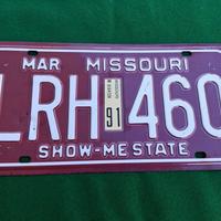 Targa auto Stato del Missouri del 1991 originale
