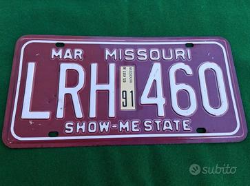 Targa auto Stato del Missouri del 1991 originale