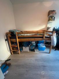 letto  a soppalco jyks con scaletta e scivolo 