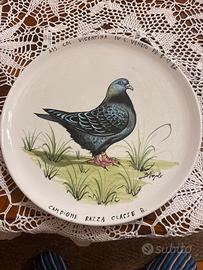 Piatto in ceramica 1987 -campione colombofilia vic