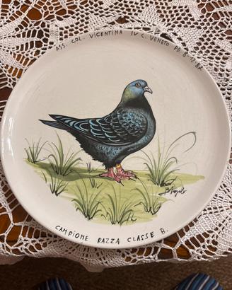Piatto in ceramica 1987 -campione colombofilia vic