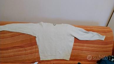 maglia bimba panna con profilo fluo