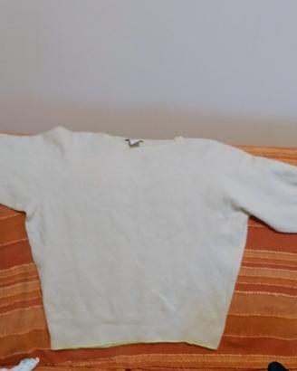 maglia bimba panna con profilo fluo