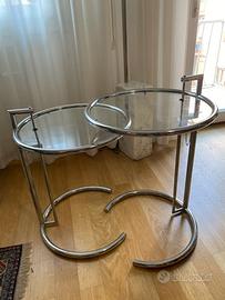 Tavolino eileen gray e1027 in veteo e acciaio