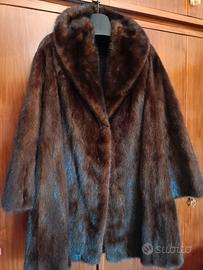 Cappotto pelliccia visone marrone testa di moro