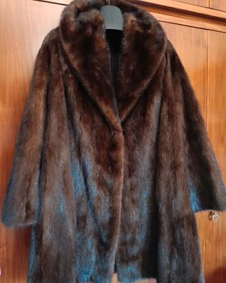 Cappotto pelliccia visone marrone testa di moro