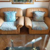 Due poltrone in pelle marrone