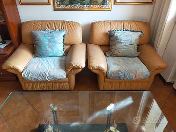 Due poltrone in pelle marrone