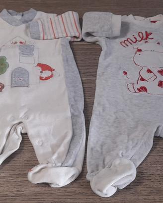 DUE TUTINE CHICCO 0-3 MESI  IN CINIGLIA COME NUOVE