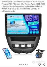 autoradio android-carplay: peugeot 107-C1-Aygo