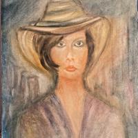 RINO FERRARI OLIO SU TELA IMMAGINE DI GIOVANE DONN