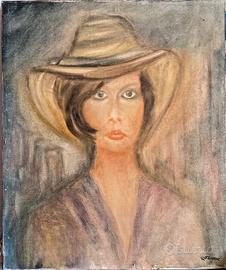 RINO FERRARI OLIO SU TELA IMMAGINE DI GIOVANE DONN