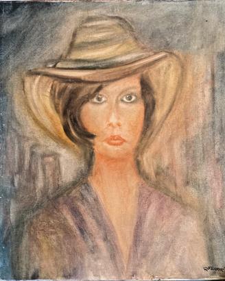 RINO FERRARI OLIO SU TELA IMMAGINE DI GIOVANE DONN