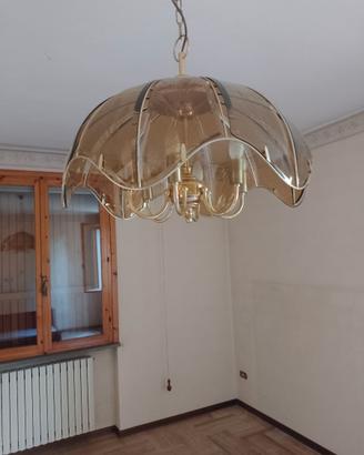 Lampadario sala con vetri fumé molati