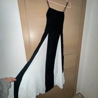 Abito lungo bianco e nero