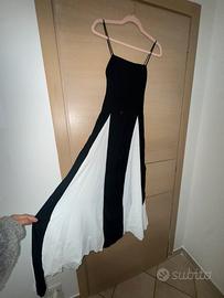 Abito lungo bianco e nero