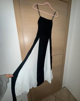 Abito lungo bianco e nero
