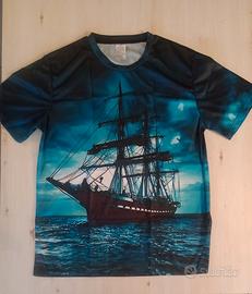 T‑shirt uomo L – stampa veliero, nuova