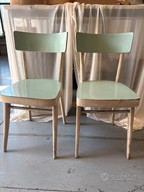 Coppia sedie legno azzurre e bianche