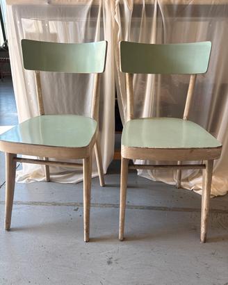 Coppia sedie legno azzurre e bianche