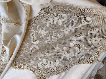 coperta matrimoniale, lino pizzo cantu