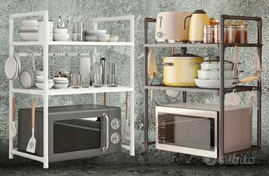 Scaffale porta microonde nero cucina organizer rex