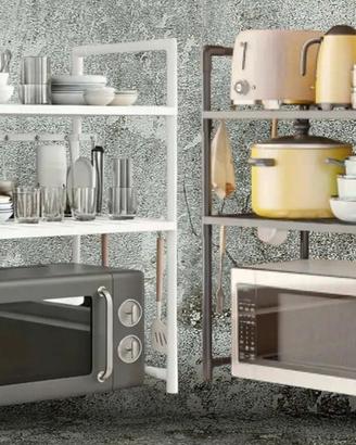 Scaffale porta microonde nero cucina organizer rex