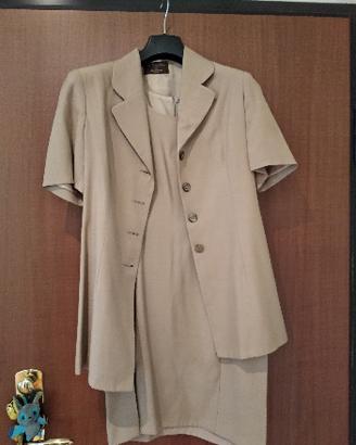 Completo giacca e tubino lino tg 42 beige