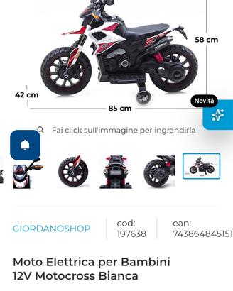 Moto Elettrica per Bambini 12V Motocross

