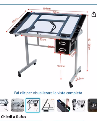 Tavolo per studenti architettura in vetro 