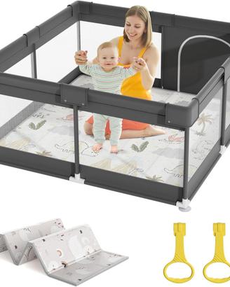 Box Bambini Mloong 120x120 con Materassino Grigio