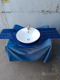 Top lavabo in vetro blu
