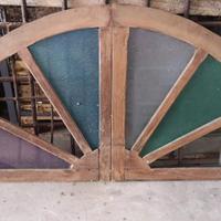 Antica Mezzaluna vetrata in legno primi '900