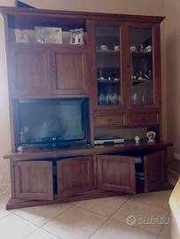 Parete attrezzata come nuova in legno ciliegio