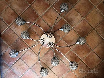 LAMPADARIO APPLIQUE ACCIAIO CON 9 PUNTI LUCE 75X75