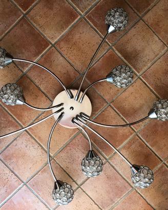 LAMPADARIO APPLIQUE ACCIAIO CON 9 PUNTI LUCE 75X75