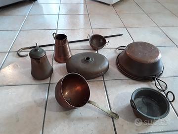 8 oggetti in rame vintage molto belli