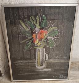 Quadro vaso di fiori gessetto
