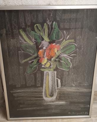 Quadro vaso di fiori gessetto