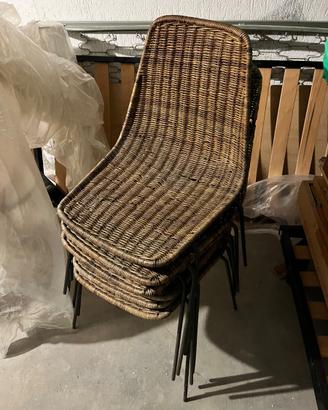 6 sedie in midollino da restaurare