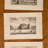STAMPE -LITOGRAFIE acqurello b/n Torino antica 3pz