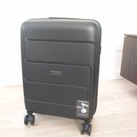 Trolley da cabina rigido nero, 4 ruote, USB