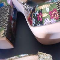 Sandali tacchi 15 fiori broccato 37