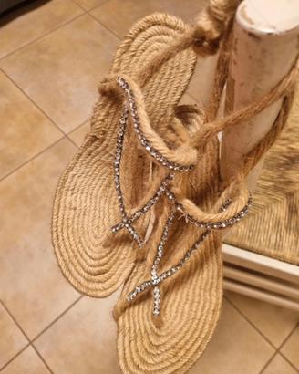 Infradito in corda con strass de Cos