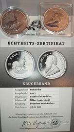 Moneta argento Krugerand 1 oncia 2017-prima ediz.
