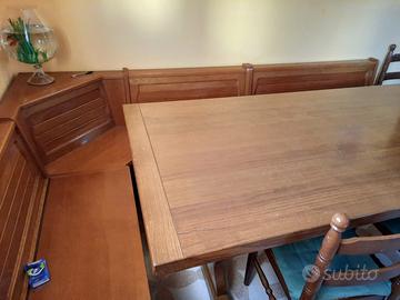 Tavolo con panca artigianale in puro rover