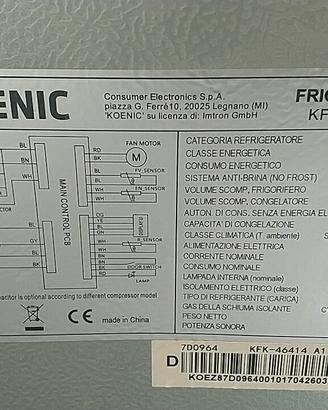 Ricambi frigo Koenic