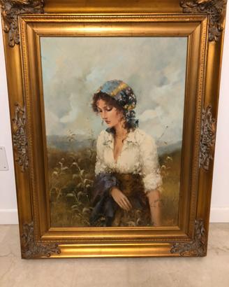 Quadro a firma Lucia Sarto | Contadinella | 50x70